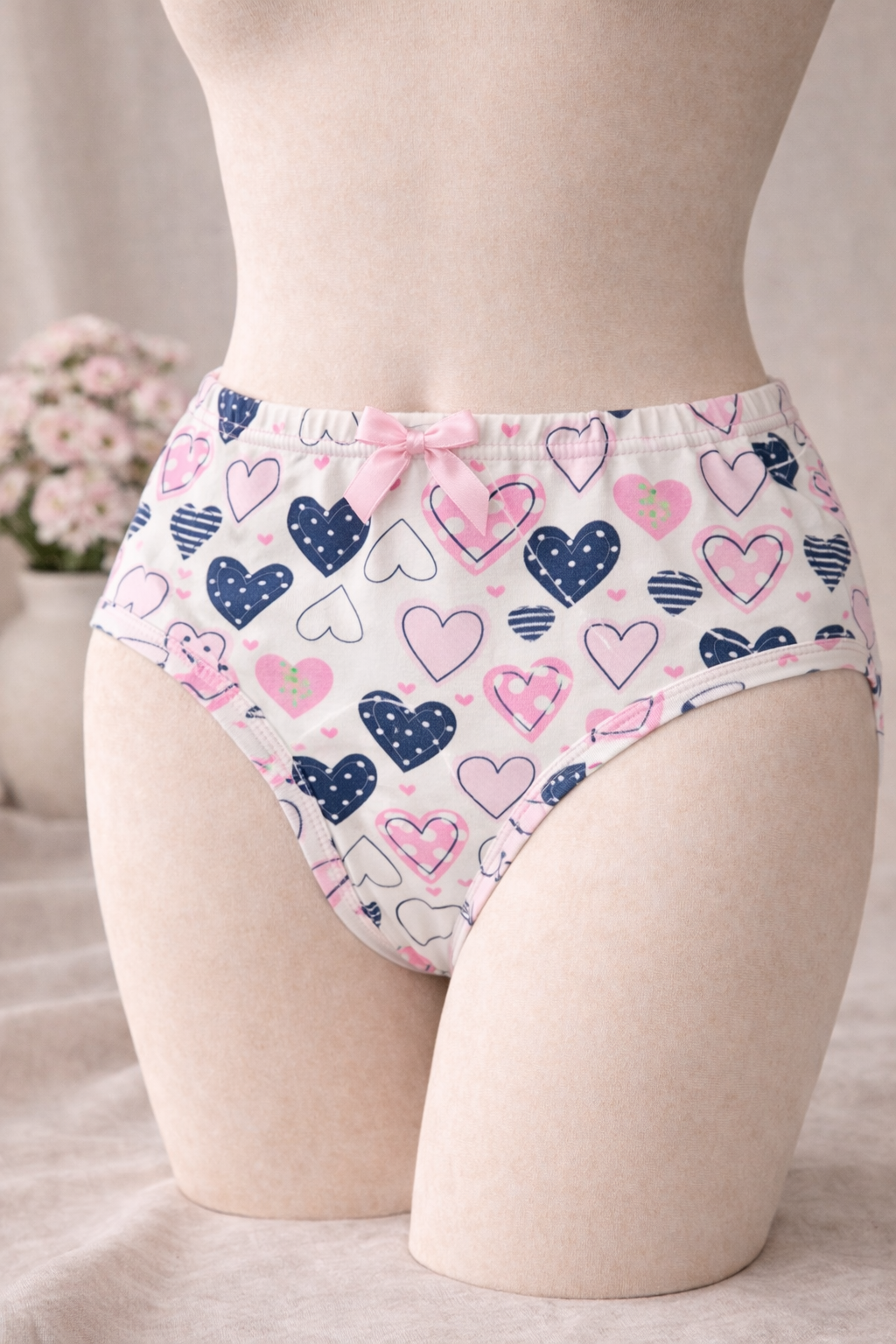 شورت نخی لیفه ای زنانه طرحدار طرح قلب صورتی برند الماس