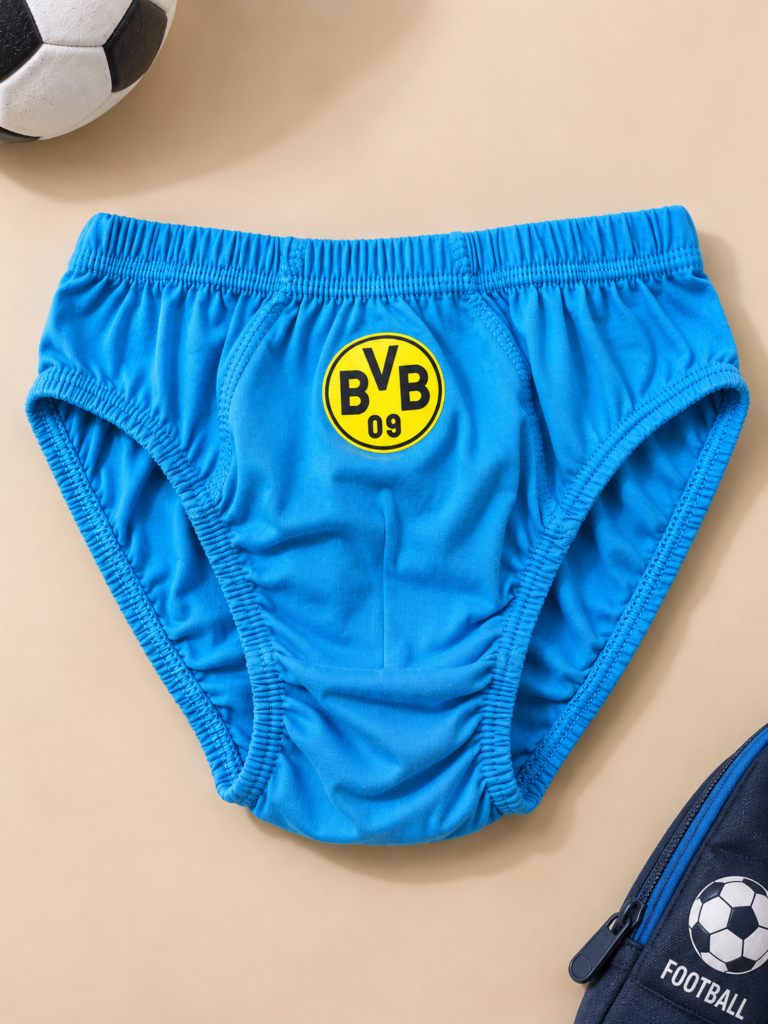 شورت اسلیپ پسرانه پنبه‌ای آبی طرح فوتبالی BVB سایز 2XL